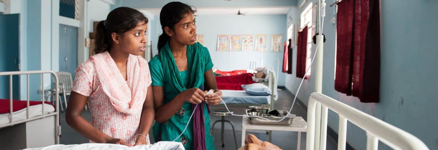 Photo of young girls getting vocational training to become nurses in Ranchi, Jharkhand, India