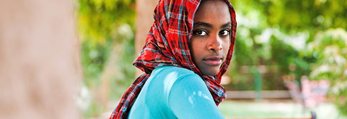 Portrait of Sudanese girl looking into the camera.
