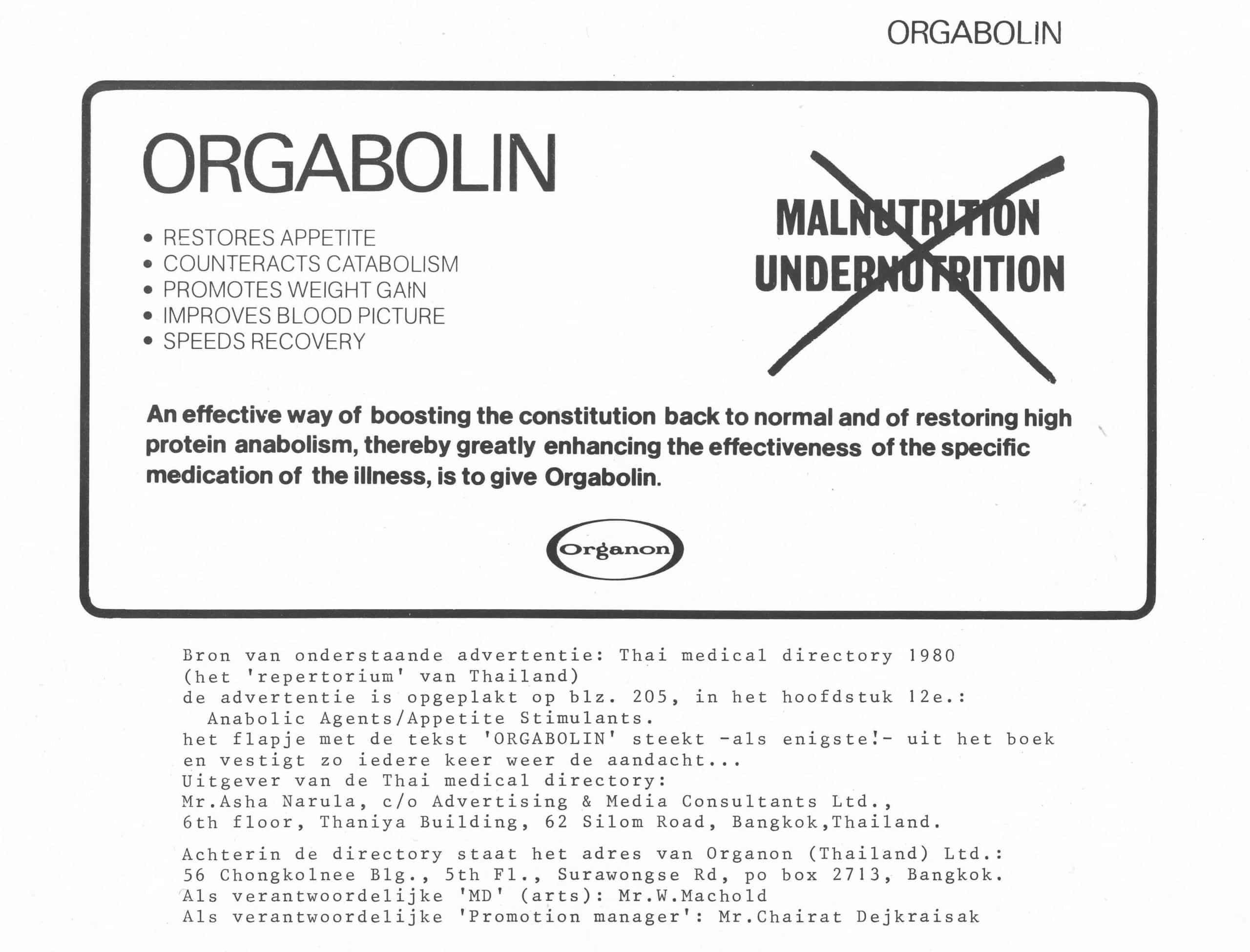 Advertorial of Organon, Orgabolin in 1981 - Advertentie van Organon, Orgabolin uit 1981