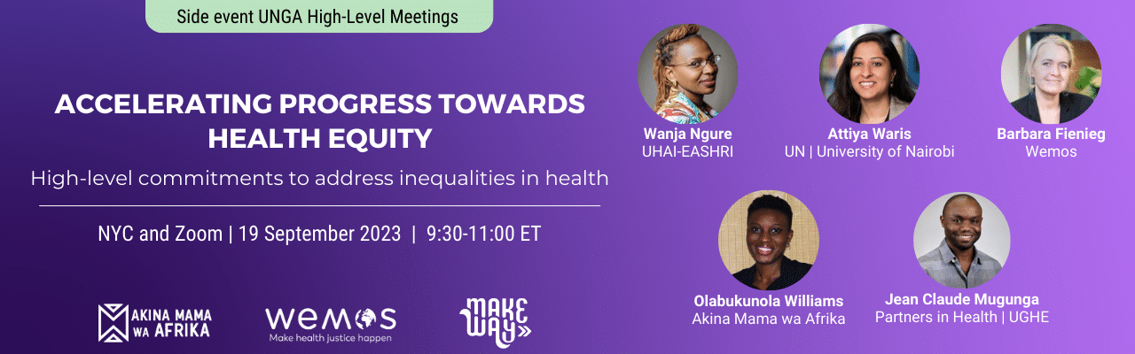 Accelerating progress towards health equity: high-level commitments to addres inequalities in health. Hybrid event in New Yor and Zoom. 19 September 2023, at 09:30.